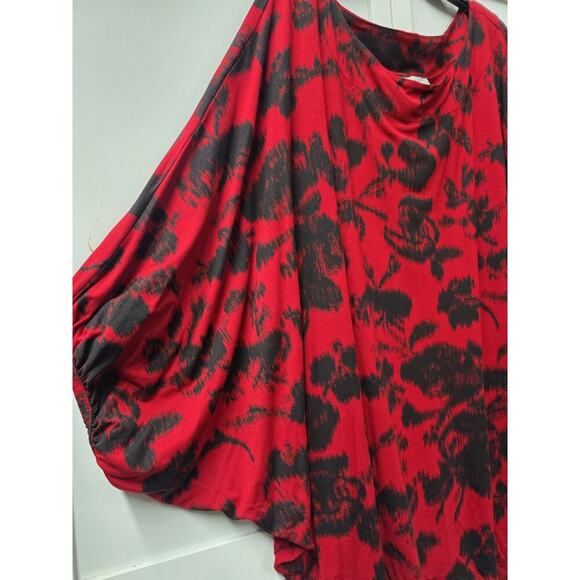 Bryn Walker Artsy Top Size L Wilder Tunic Dragon Red Round Neck Dorman Oversize - Picture 4 of 6